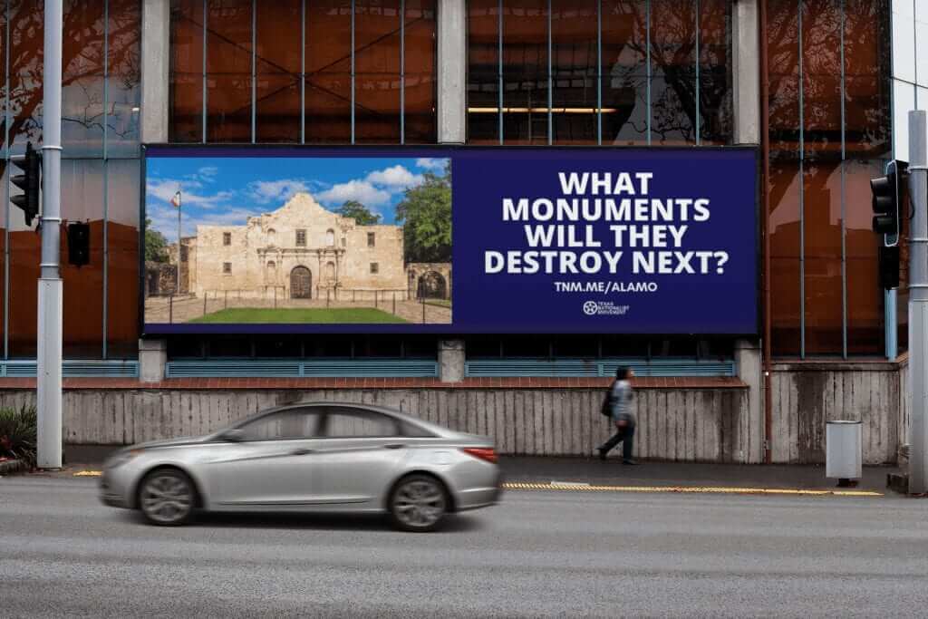 This Alamo billboard was deemed too controversial to post. 